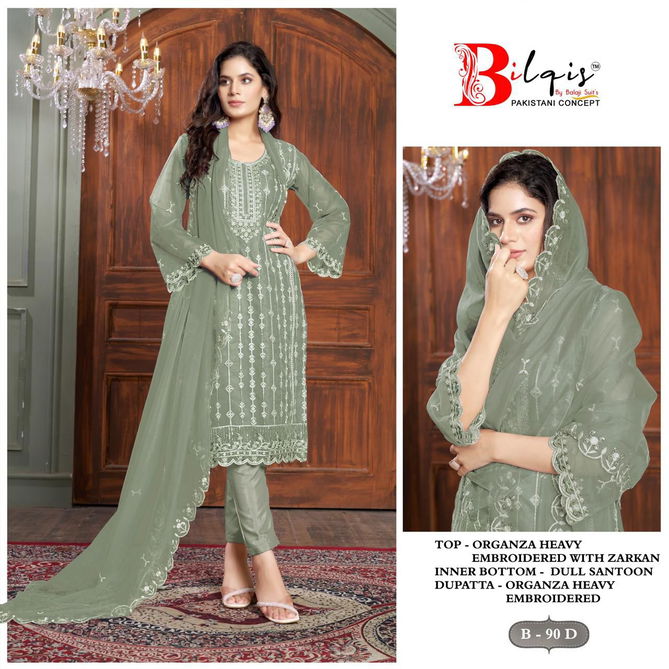 Bilqis B 90 A to D Embroidery Organza Pakistani Suits Wholesale Shop In Surat